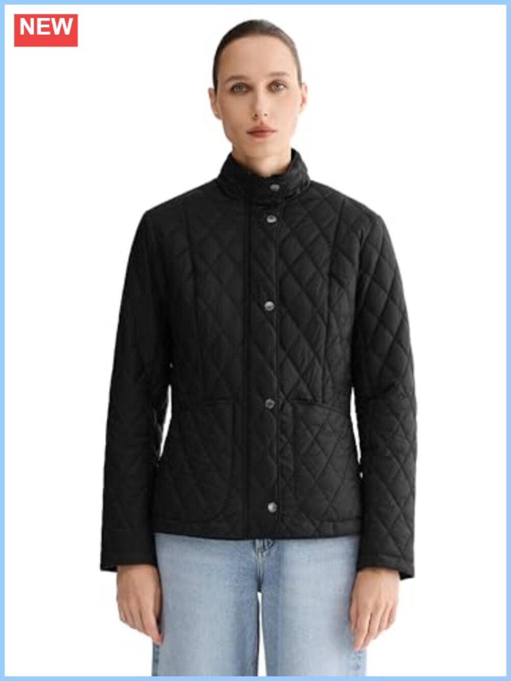 Quilted Lightweight Puffer Jacket Slim Fit Zip Up Padded Coat Pockets